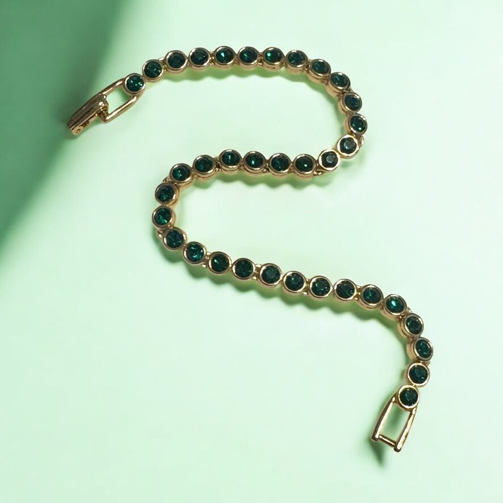 Vintage Faux Emerald & Gold Tennis Bracelet